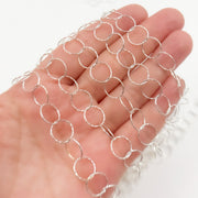 Sterling Silver Diamond Cut Round Link Chain